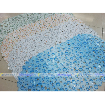 PVC cobble color printing irregular pattern mat bathroom anti - skid pad with suction plate pad non-slip mat