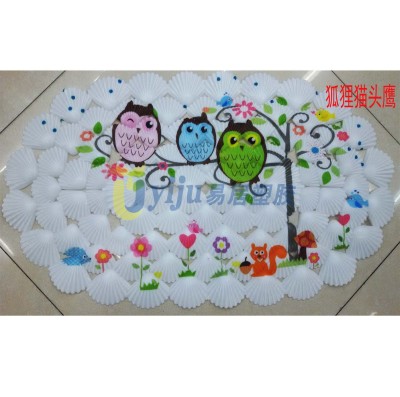 Fox owl shell color printing bathroom anti-skid pad PVC toilet mat lovely shower room foot pad