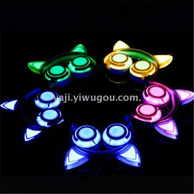 Hot style children's cartoon cat ears can be folded by rechargeable headwear