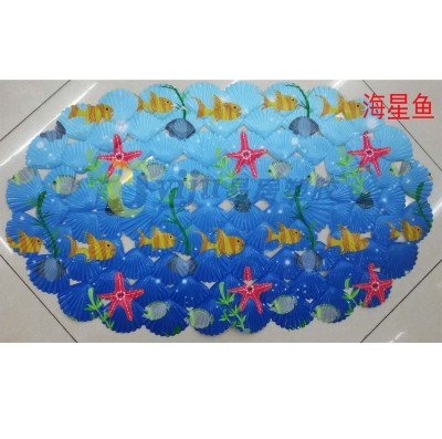 Starfish shell color printing bathroom anti-skid pad PVC bath mat bathroom floor mat lovely shower room foot pad