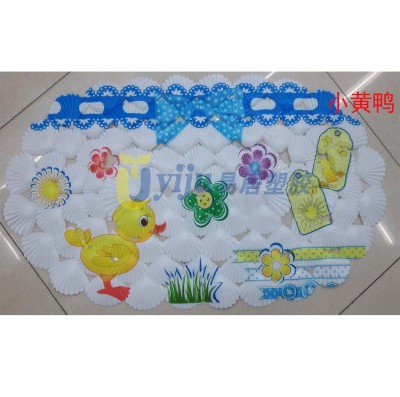 Small yellow duck shell color printing bathroom anti-skid pad PVC door mat toilet mat lovely shower room foot pad