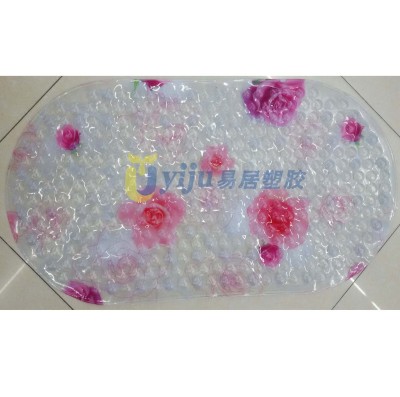 New PVC mercifully color printing rose floor mat bathroom anti - skid pad environmental belt suction disc anti - skid pad