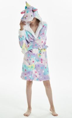 Unicorn flannel pajamas for home wear animal shape star tianma bathrobe exported to Europe and America