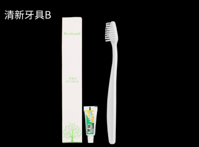 The Disposable toothpaste and toothbrush set for soft tooth set in hotel guest room