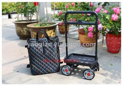 Multifunctional elderly shopping cart folding car