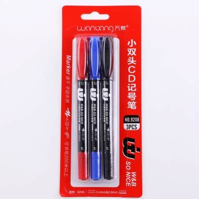 Wan bang oily small CD double head black red blue oversized Chinese marker wang 9208 suction card pack hooks pen