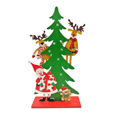  creative DIY wooden patchwork single piece Christmas tree desktop window display Christmas decoration gifts
