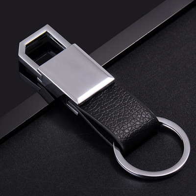 High-End Simple Men's and Women's Genuine Leather Automobile Waist Mounted Metal Keychains Boutique Key Ring Chain Hanging Ornaments