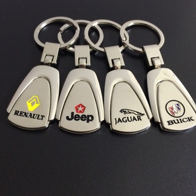 Trapezoidal Car Logo Keychain Renault Buick Jeep Jaguar Metal Car Key Accessories 4S Shop Small Gift