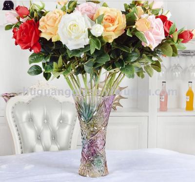 Glass Color Vase Crystal Glass Vase Transparent Vase Flower Arrangement Hydroponic Home Decoration