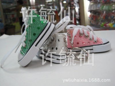 Sequins canvas shoes key chain leisure boots pendant special wholesale fashion shoes key ring factory