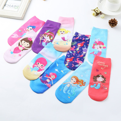 Mermaid sock children's lovely cotton socks spring summer long girl's socks