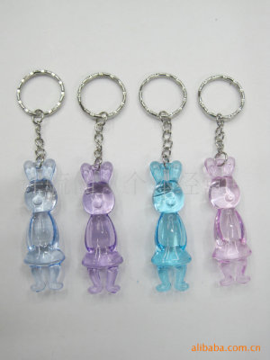 Acrylic rabbit key ring acrylic imitation rabbit hanging decoration factory cartoon transparent rabbit pendant specialle