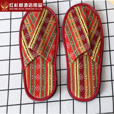 Yiwu cotton hotel supplies slippers red stripes