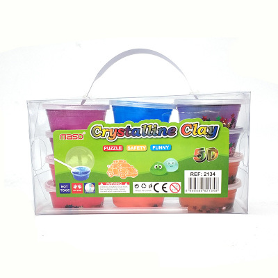 PVC box set peach heart crystal mud children puzzle diy hand toys high transparent color mud customization