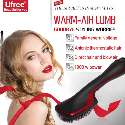 UF-62193 Electric Blowing Combs 2-in-1 Multifunctional Hair Dryer Wet and Dry Anion Hot Air Comb Direct Sales
