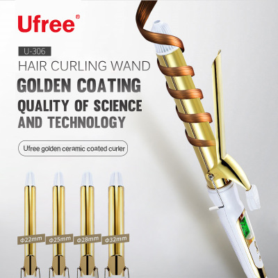 Ufree Digital Display Hair Curler Wet and Dry Gold Coated Ceramic Hair Curler U-306