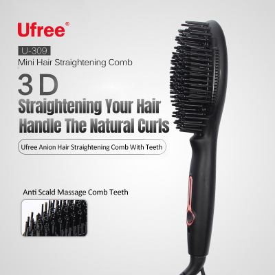 Ufree Exclusive for Cross-Border Mini Straight Comb U-309 Hair Straightener Anion Constant Temperature Air Stone Ceramic Electric Hair Straightener