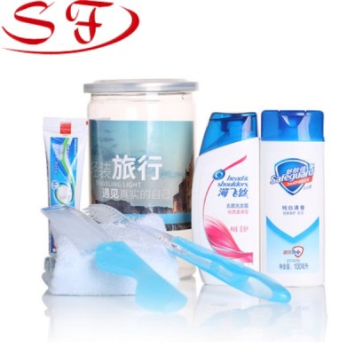 Toiletry package for business trip: easy to pull can hotel room paid toothbrush and toothpaste towel package