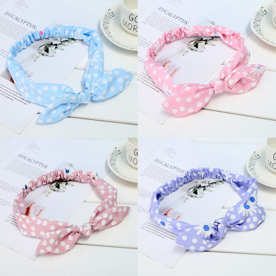 The 2018 summer new hair belt girl's headdress lovely wave point hair hoop bow-tie fabric jewelry one acting hair