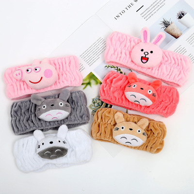 Fashion 2018 plush headband cartoon chinchillas face wash hair with girl makeup headband with elastic headband