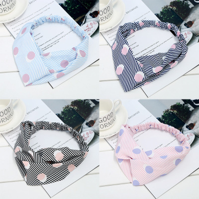 Korea edition cloth art hair hoop small fresh stripe hair act the role of small gift cross hair headband face wash hair 