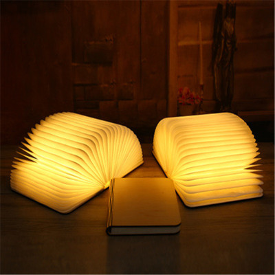 Wooden cover lamp kraft book lamp creative home bedroom night lamp folding turning lamp bedside lamp