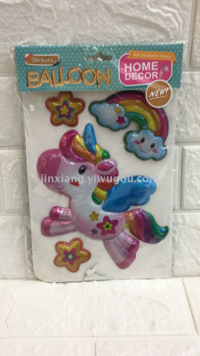Cartoon unicorn flamingo mermaid rainbow children's room decoration balloons wall sticker