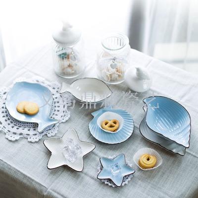 Ocean series creative Japanese ceramic plate cute breakfast plate kids tableware theme tableware