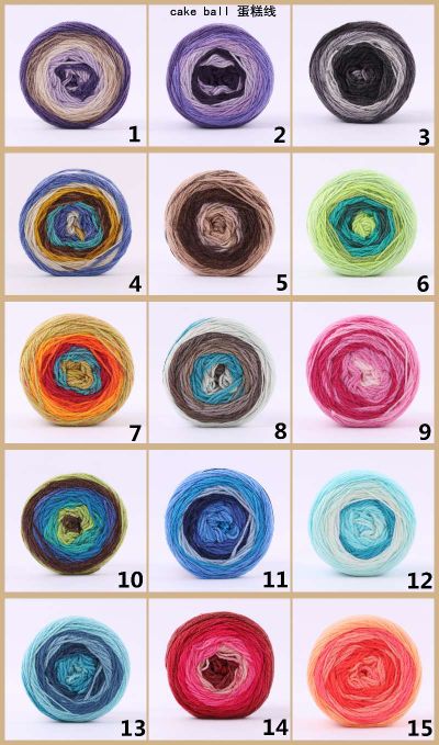 Cake yarn scarf, hat, garment yarn, foreign trade yarn, rainbow yarn