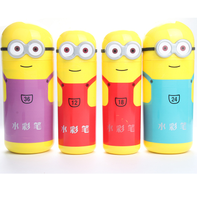 Elementary School Student Creative Minions Bottled Watercolor Pen Children Graffiti Painting Color Brush Barrel 12 24 36 Colors