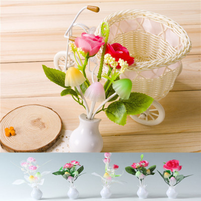 Peony Light-Controlled Induction Seven-Color Night Light Flowers and Plants Night Light Lilac Vase Night Light