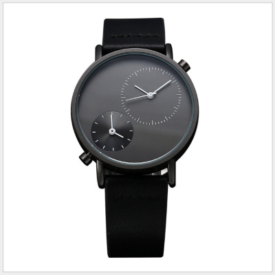Korean fashion fashionable double-dial personality quartz watch student sells PU wrist watch male watch