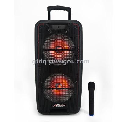 High power bar audio double 10 inches outdoor bar speaker square color lamp battery speaker