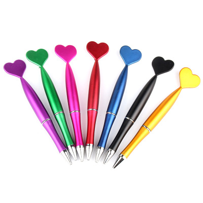 Factory Direct Sales Love Metal Color Rotary Ballpoint Pen Student School Supplies Stationery Ballpoint Pen