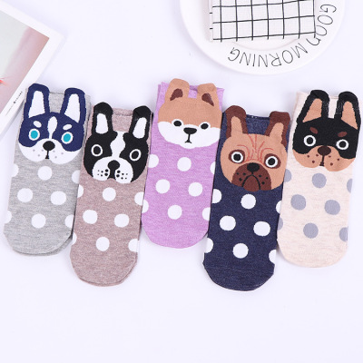Spring new women's cotton socks cartoon puppy straight socks socks animal leisure boat socks manufacturers direct
