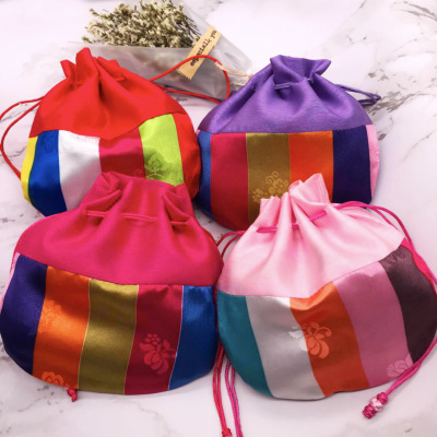 Manufacturer direct selling Korea circular bottom gift bag splicing bundle pocket 16*16