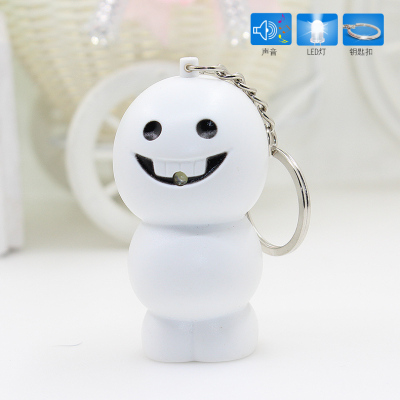 Manufacturers direct creative gifts toys cute snowman LED lights sound luminescent key chain pendant