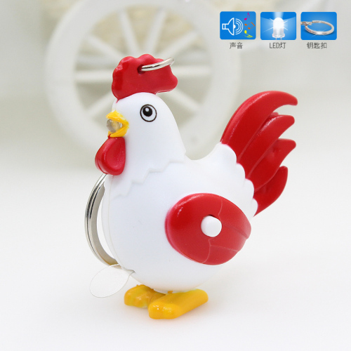 factory direct sales little creative gifts toy cute cartoon cock led light sounding luminous keychain pendant