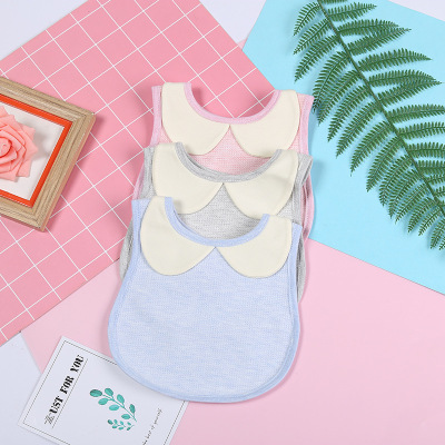 2018 new hot sell cotton collar bib two baby cute plain button bib manufacturers wholesale