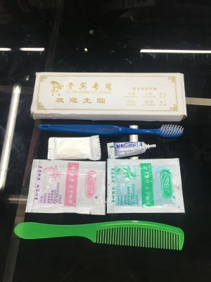 Hotel Supplies Six-in-One Set Toothbrush Toothpaste Soap Comb Shampoo Shower Gel Can Be Customized