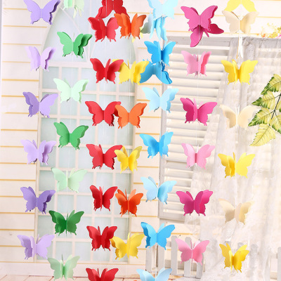 Amazon Hot Sale Colorful Butterfly Paper Flower Paper String Decorations Children 'S Room Shopping Window Hanging Decoration For Wedding Birthday Party