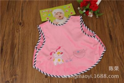 Yue shuang cartoon embroidered puppy edge button bib, large saliva towel, eating clothes, overalls, eating pockets