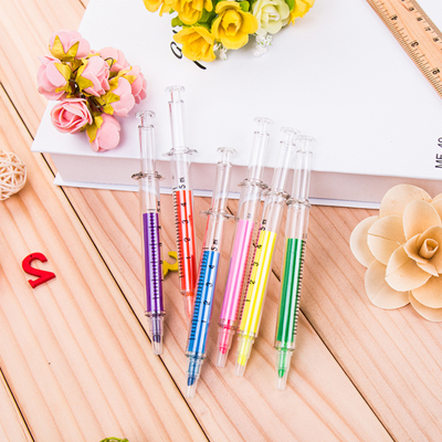 Japanese and Korean Creative Cute Cartoon Multi-Color Syringe Shape Color Personality Fluorescent Pen Big Head Note Pen