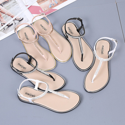 The 2018 new summer dress women's drill flat shoes easy flat diamond shoes for women on The beach