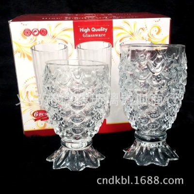 Creative glass straight for glass pineapple shape water glass glass high white material fish scale cup wholesale