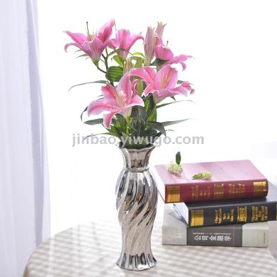 Home Wedding Living Room Decoration Electroplated Gold Large Flower Holder Rich Bamboo Flower Vase Creative Gift New Year Goods Vase