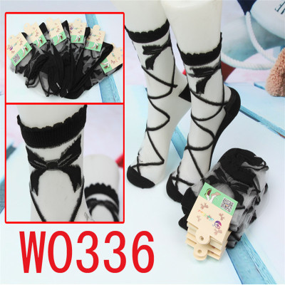 FUGUI mid-summer women's glass stockings bow socks fashionable socks