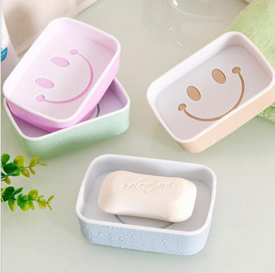 Bathroom Smiley Face Plastic Soap Dish Double Layer Drain Soap Box Soap Dish Soap Holder Soap Box