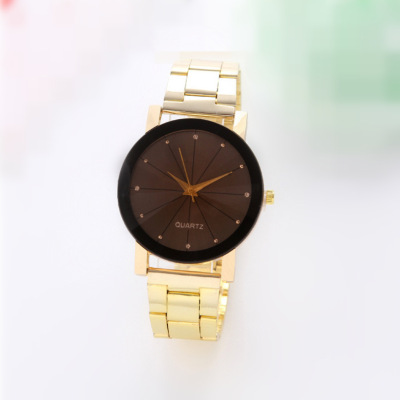 Hot style stylish simple black dial couple watch south Korean men and women steel band watch student watch